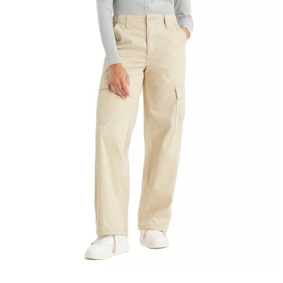 Levi's‎ Women's 27 x 30 Mid Rise 94's Baggy Safari Khaki Cargo Wide Leg Pants - Picture 1 of 12